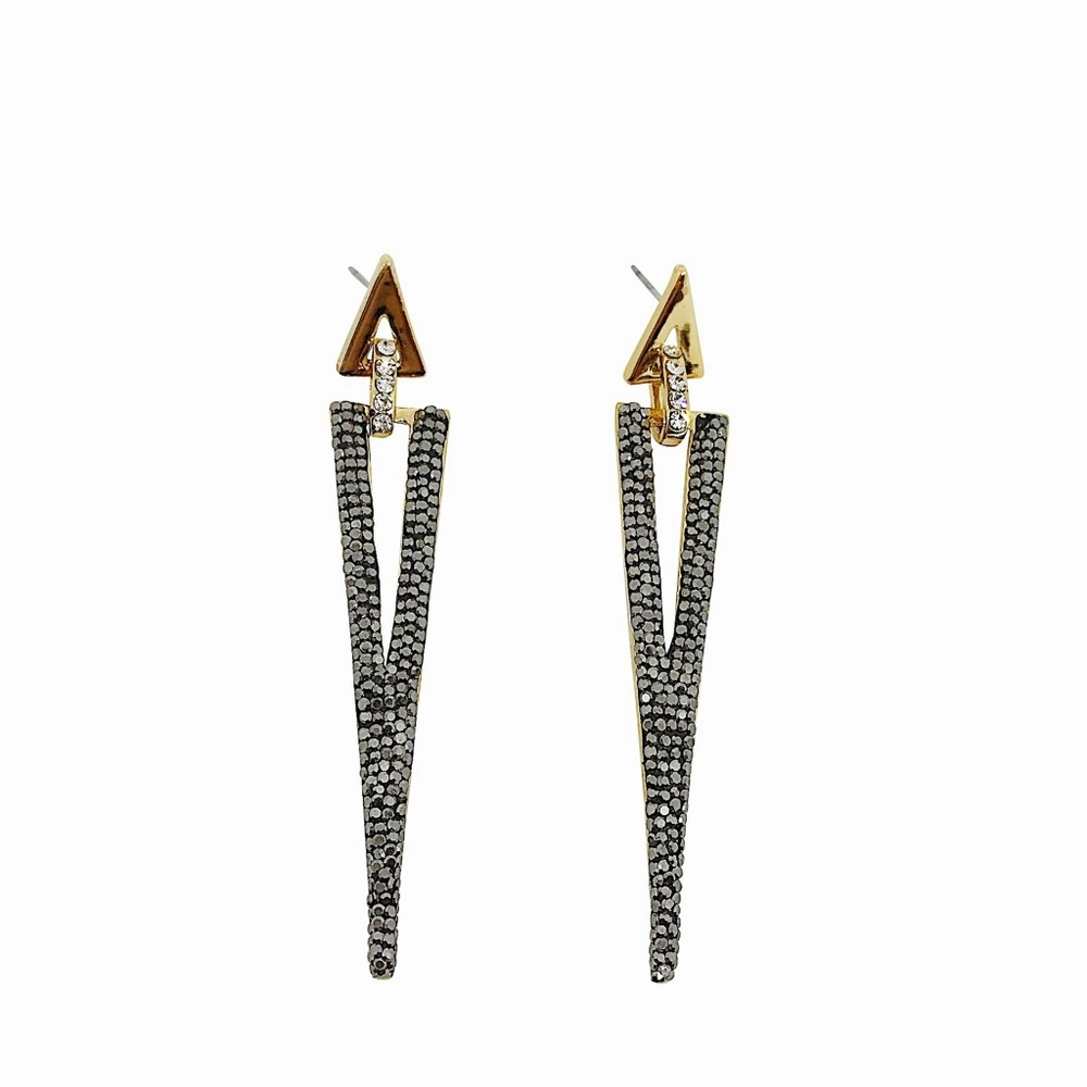 Rhinestone Paved Triangle Earrings